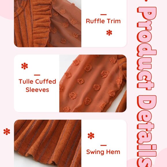 Luxurious Toddler Girl Sweater Dress with Ruffles, Perfect for Winter Occasions - Picture 5 of 8